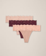 Organic Lace Waist Thong 3-Pack