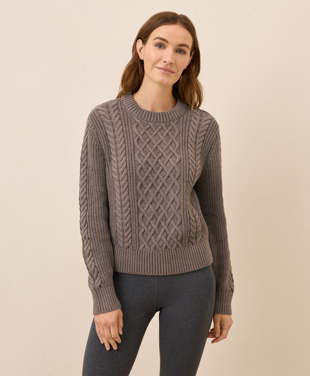 Organic Luxe Knit Cable Crew Sweater